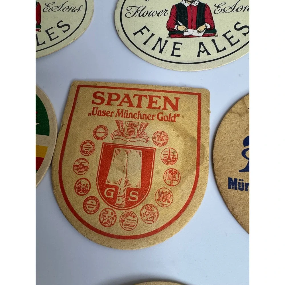 Vintage Beer Coaster Lot 13pc Hackerbrau Spaten Fine Ales Skol Lowengarten